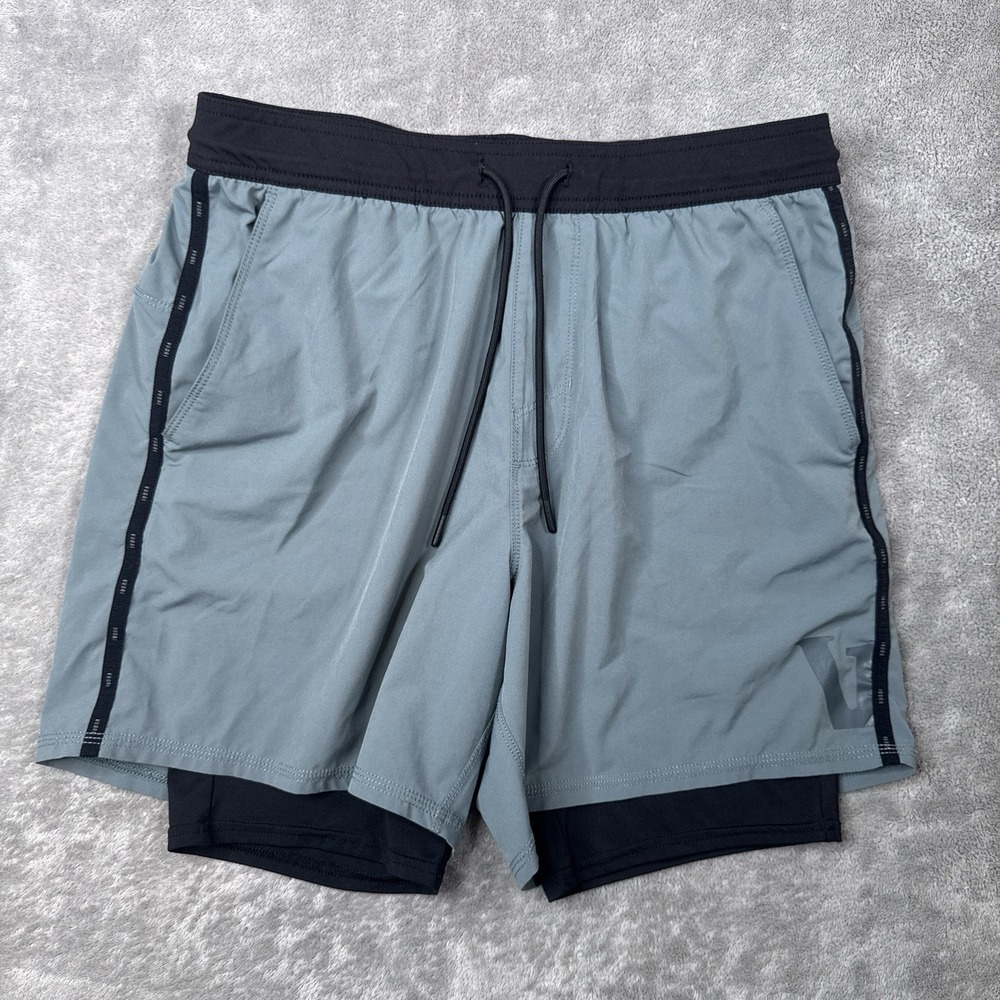 Vuori Fullerton Shorts Lined Drawstring Stretch Performance S Mens Grey Blue